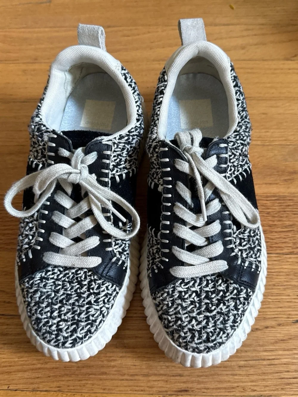 Dolce Vita Black and White Knit Platform Sneakers